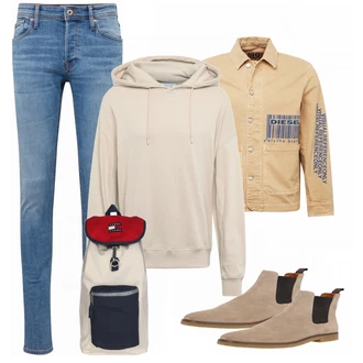 Outfit mit Beige Stiefel Bianco "Alltags Outfit"