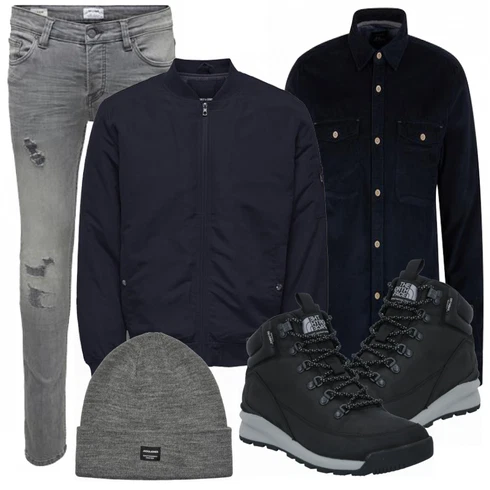 Blau Stiefel The North Face kombinieren