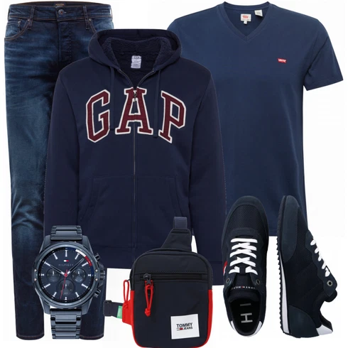 Schwarz Uhr Tommy Hilfiger kombinieren