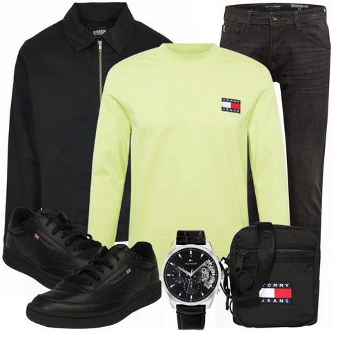 Schwarz SommerJacke Urban Classics kombinieren mit Schwarz Jeans Tom Tailor Denim