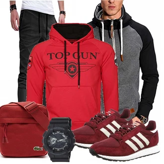 Outfit mit Rot Top Gun "Alltags Outfit"