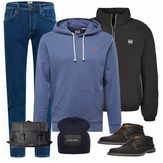 Outfit mit Schwarz Winterjacke Urban Classics "Alltags Outfit"