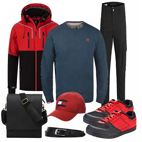 Rot Hose/Hut Tommy Hilfiger kombinieren
