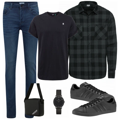 Schwarz Casual Hemd Urban Classics kombinieren