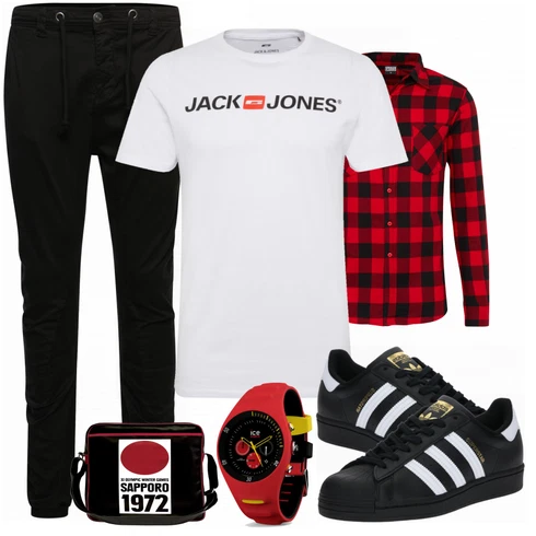 Rot Casual Hemd Urban Classics kombinieren