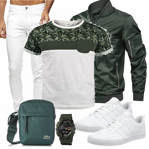 Blau Sommerjacke KEFITEVD kombinieren mit Grau Trachtenmode Adidas