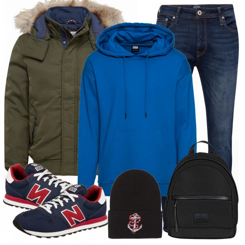Schwarz Rucksack Johnny Urban kombinieren