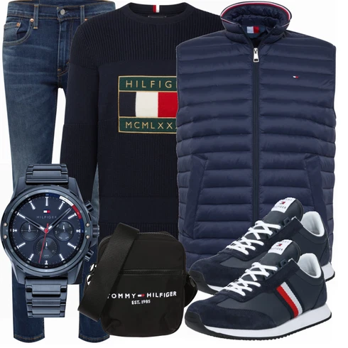 Blau Große Größe Tommy Hilfiger kombinieren mit Blau Sportschuh Tommy Hilfiger