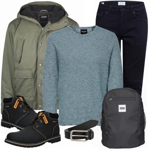 Mischfarben Hose Only & Sons kombinieren mit Grau Sommerjacke Urban Classics