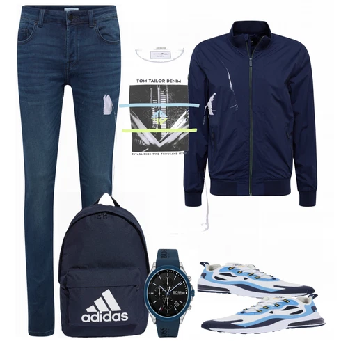 Blau/Schwarz Hose Only & Sons kombinieren mit Weiß Schuh Sneaker Nike Sportswear