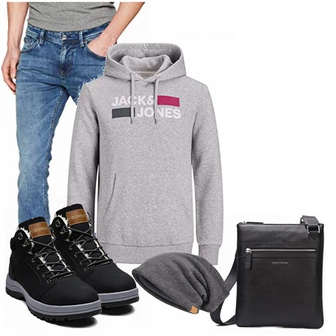 Grau Hose/Hut/Winter Parka VECRY kombinieren