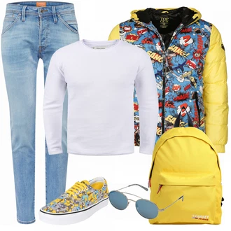 Outfit mit Gelb Winterjacke/Winter Parka Top Gun "Alltags Outfit"