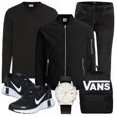 Schwarz Strickjacke Jack & Jones kombinieren