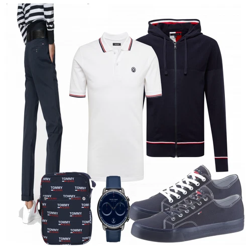 Blau Hose Große Größe Tommy Hilfiger kombinieren mit Grau Schuh Sneaker Tommy Jeans
