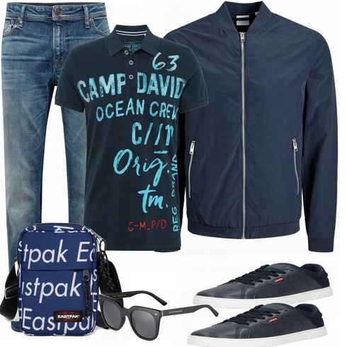 Grau Sonnenbrille Kapten & Son kombinieren mit Schwarz/Blau Sommerjacke Jack & Jones