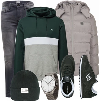 Outfit mit Grau Winterjacke Urban Classics "Alltagsoutfit"