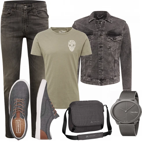 Schwarz Hose levi's kombinieren mit Weiß/Schwarz Schuh Sneaker/Leder Sneaker Jack & Jones