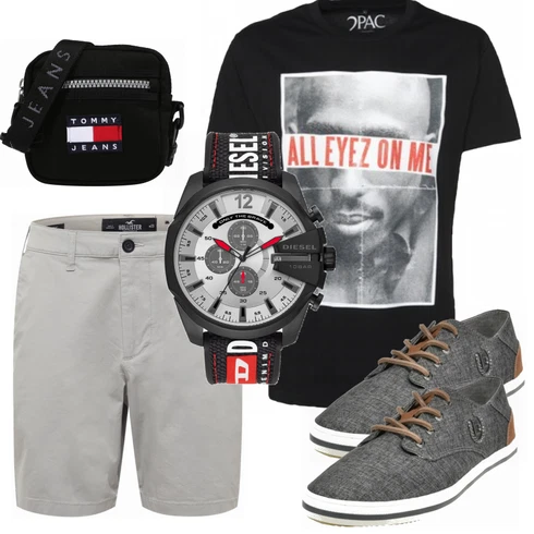 Schwarz/Grau Schultertasche Tommy Jeans kombinieren