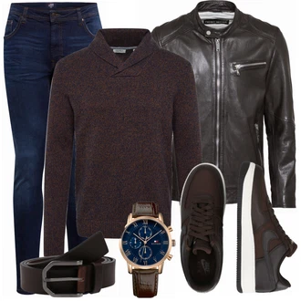 Outfit mit Schwarz Lederjacke Freaky Nation "Alltagsoutfit"