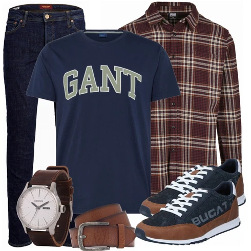 Rot Casual Hemd Urban Classics kombinieren