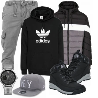 Outfit mit Schwarz Winterjacke/Winter Parka Urban Classics "Alltagsoutfit"