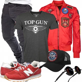 Outfit mit Rot Top Gun, Blau Top Gun "Alltagsoutfit"
