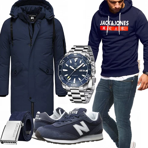 Blau Jacke Winter Parka Red Bridge kombinieren