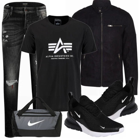 Schwarz/Grau Tasche Nike kombinieren