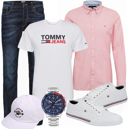 Rosa/Beige/Blau Hemd Tommy Hilfiger kombinieren