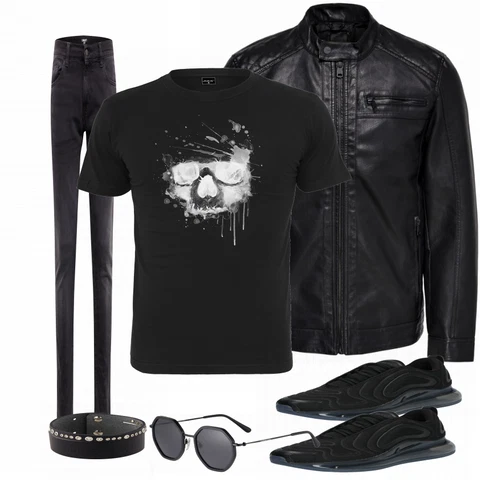Schwarz Lederjacke Only & Sons kombinieren