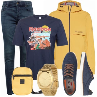 Outfit mit Blau T-Shirt Reebok Classic "Alltagsoutfit"
