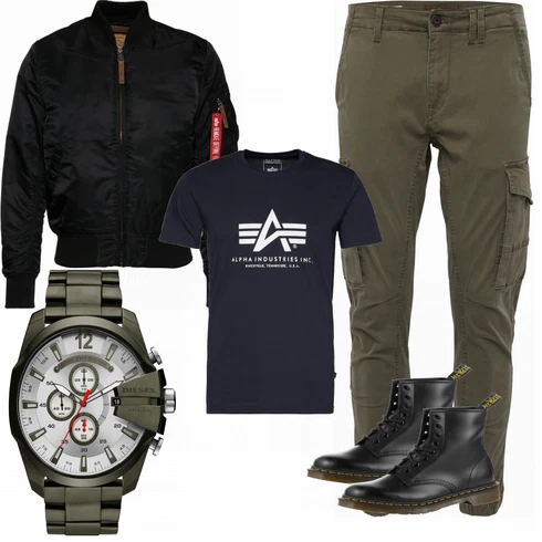 Uhr kombinieren mit Schwarz Sommerjacke Alpha Industries