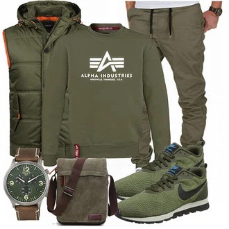 Outfit mit Blau/Grün Sneaker Nike "ALPHA"