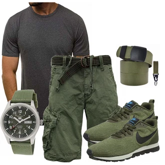 Outfit mit Blau/Grün Sneaker Nike "AMZ"