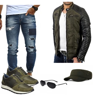 Outfit mit Blau Trachtenmode Ted Baker "AMZ KHAKI"