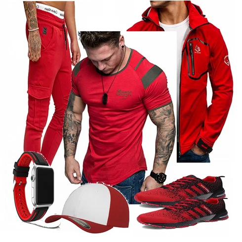 Rot Regenjacke BOLF kombinieren