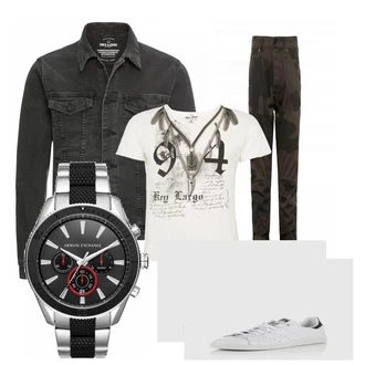 Outfit mit Weiß/Blau Uhr Armani Exchange "ARMANI"