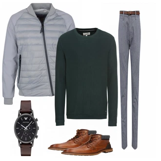 Winter Outfits mit Grau Hose Tom Tailor, Grün Tom Tailor "Armani2019"