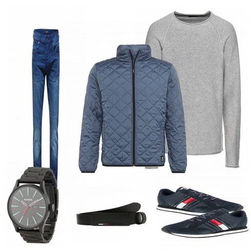 Blau Jeans/Winter Parka SCOTCH & SODA kombinieren mit Gürtel