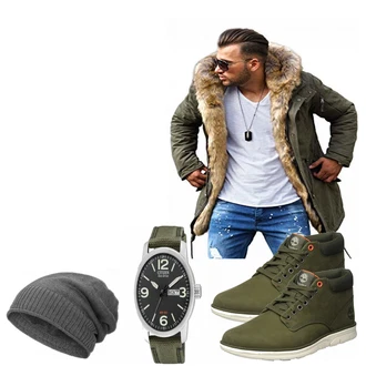Outfit mit Blau/Grün Schuh Timberland "Arvid"