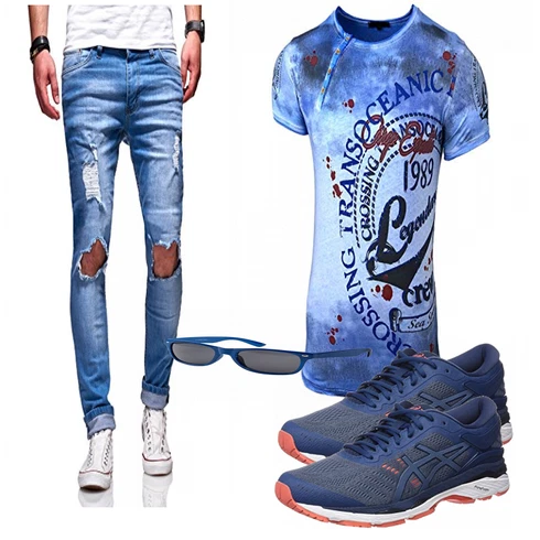 Blau Schuh Asics kombinieren