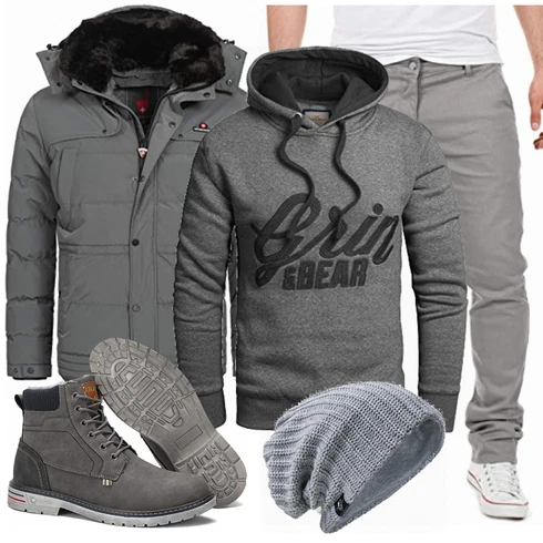 Grau Hut/Winter Parka VECRY kombinieren