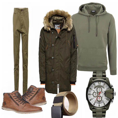 Schwarz WinterJacke Superdry kombinieren