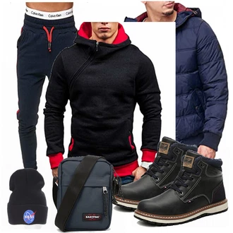 Outfit mit Blau Overall/Winter Parka/Regenjacke Indicode Jeans "AX BOXING"