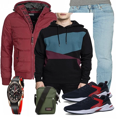 Rot Overall/Winter Parka/Regenjacke Indicode Jeans kombinieren