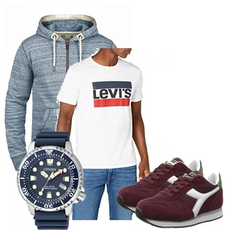 Outfit mit Blau Diadora "Basically"