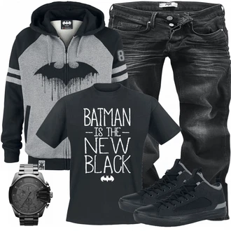 Outfit mit Grau Unkategorisiert Batman, Schwarz T-Shirt Batman "Batman"