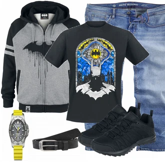 Outfit mit Grau Unkategorisiert Batman, Schwarz T-Shirt Batman "Batman Shirt"