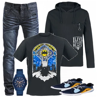 Outfit mit Schwarz T-Shirt Batman "Batman shirt"