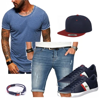 Outfit mit Blau Sneaker Lacoste "BEHYPE"